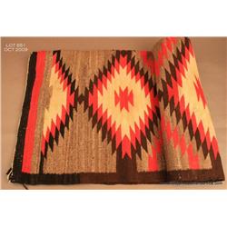 Navajo Eye Dazzler pattern, 63"x43" inch, textile  weaving, all naturals with annaline red, shows  f