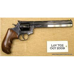 Dan Wesson DA revolver, .22LR cal., 8" bull  barrel, blue finish, smooth wood finger groove  target 
