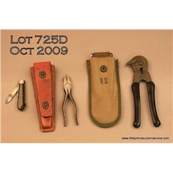 Lot of 2 US Army tools - wire cutters and wire  cutter knife set.  Est. $75 - $100