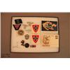 Image 1 : Lot of WW II German Nazi  items including two  postcards, four woven patches, three pins, six  medal