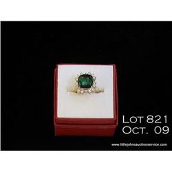 Ladies 14kt yellow gold cushion cut tourmaline and  diamond ring, 5 grams, tourmaline weighing  appr