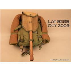 WWII US Army knap sack, bed roll and shovel.  Est.  $50 - $100