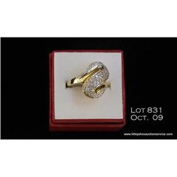 Ladies 14kt yellow gold diamond ring, 7 grams,  with 57 full cut diamonds having an estimated  total