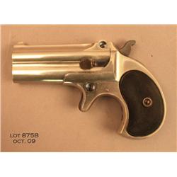 Remington O/U derringer, .41 cal., one line slant  barrel address, nickel finish, checkered black  h