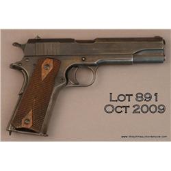 Colt United States Property Model 1911 semi-auto  pistol, .45 cal., 5” barrel, military blue finish,