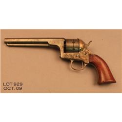 Moore Single Action Belt revolver, .32 cal., 6”  octagon barrel, engraved brass frame, wood grips,  