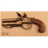 Image 2 : English T. Ketland and Co. O/U flintlock pistol  with folding bayonet, .45 cal., 4” round barrels,  