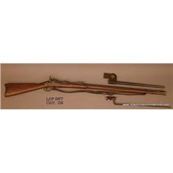 U.S. Springfield Model 1873 Trapdoor rifle with  socket bayonet,  metal scabbard and leather frog  w