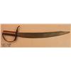 Image 1 : Interesting D guard bowie style knife, approx. 20”  overall with 16” iron blade showing a dark brown
