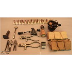 Bonanza lot of gun loading and cleaning supplies  including an Ideal mold for a .44 S & W American, 