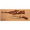 Image 2 : An interesting modern made clip point bowie knife  with Indian style leather holster and feathers,  