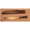 Image 3 : Massive copy of a clip point bowie knife with  heavy leather riveted sheath, approx. 18-1/2”  overal