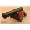 Image 1 : Old desk-sized model of a cannon on wood carriage,  approx. 15” X 8” X 6” with iron barrel, nicely  