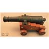 Image 2 : Old desk-sized model of a cannon on wood carriage,  approx. 15” X 8” X 6” with iron barrel, nicely  