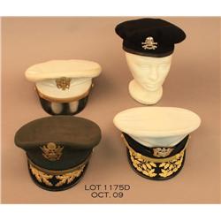 Lot of 5 each military head gear-2 US army  officers, 1 US Navy, 1 British and 1 Carbinieri.   Est. 