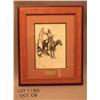 Image 1 : Framed and matted Golden Eagle Ltd. reproduction  of a classic Frederic  Remington etching of an  In