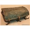 Image 2 : Interesting early tooled leather valise approx.  15” wide X 9” deep  X 6” in height with three  stra