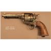 Image 1 : Mexican copy of a Colt SAA revolver, .44-40 cal.,  4-3/4” barrel, nickel finish, wood grips, #223.  