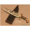 Image 1 : A large modern-made bowie knife and leather  scabbard, approx. 17” overall with a blade that is  a f