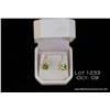 Image 1 : Exquisite 14 karat white gold custom design drop  earrings set with two fine green peridot weighing 