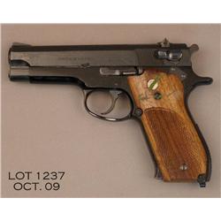 SMITH & WESSON Model 39-2, # A151036, 9mm, 4"  barrel, windage adjustable sights, checkered  medalli