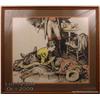 Image 1 : Original color mixed media on board by Matt Clark  showing the aftermath of a gunfight in a saloon  