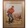 Image 1 : Original color mixed media on board by Barton  showing a gunfighter in the fore ground and three  ho