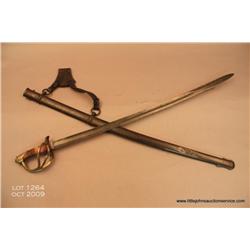 Unmarked Civil War era Officer’s sword and metal  scabbard with reproduction leather hanger and  fro