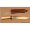 Image 1 : Massive marine ivory handled bowie knife, approx.  17” overall with an 11” clip point blade,  contai