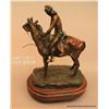 Image 2 : Bronze statue on wood base by Ace Powell titled  “Tracker” showing an Indian on his horse, approx.  