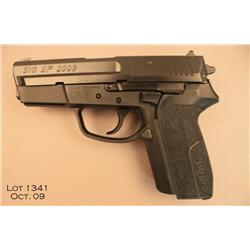 Sig Model SP 2009 semi-auto pistol, 9mm cal., 4”  barrel, black mat finish, stippled plastic grips, 