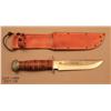 Image 1 : Hunting Knife and leather sheath, approx. 11”  overall with 6” blade, both knife and sheath are  in 