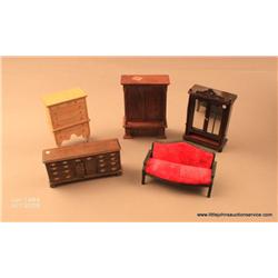 Large lot of dollhouse furniture; including  chairs, dressers, couches, armoires, chests,  approxima