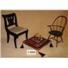 Image 1 : Lot of wooden doll furniture for large,  approximately 1/4 scale dolls.  A 3 piece table  and chair 