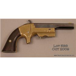 . B. Taylor and Co. single shot derringer, .30 cal., 3-1/2” octagon barrel, brass frame