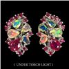 Image 1 : Natural Unheated Ethopian White Opal Ruby Earrings