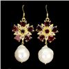 Image 1 : Natural Pearl Mozambique Garnet & Amethyst Earrings