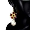 Image 2 : Natural Pearl Mozambique Garnet & Amethyst Earrings