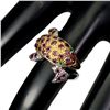 Image 3 : Natural Unheated  Rhodolite Garnet & Emerald Dolphin Ring