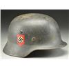 Image 1 : WWII GERMAN M1935 HELMET WITH PAINTED SS SHIELDS.