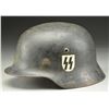 Image 2 : WWII GERMAN M1935 HELMET WITH PAINTED SS SHIELDS.
