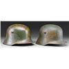 Image 2 : 2 WWI GERMAN M1916/17 CAMOUFLAGE PAINTED HELMETS.