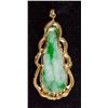 Image 2 : Chinese Green & White Jadeite Carved 18k Gold Bail