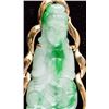 Image 3 : Chinese Green & White Jadeite Carved 18k Gold Bail