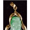 Image 4 : Chinese Green & White Jadeite Carved 18k Gold Bail
