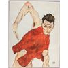 Image 1 : Austrian Watercolor on Paper Signed Egon Schiele
