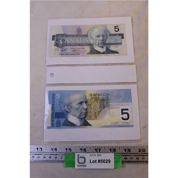(2) 5 Dollar bills