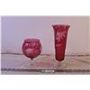 Image 1 : (2) Pink Etched Vases