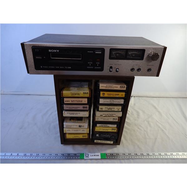 8-Track Rack (double sided, swivels 360) + Sony 8-track Player (turns ...