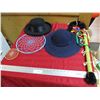 Image 1 : Beaded dream catcher (2) hats + decorative cane